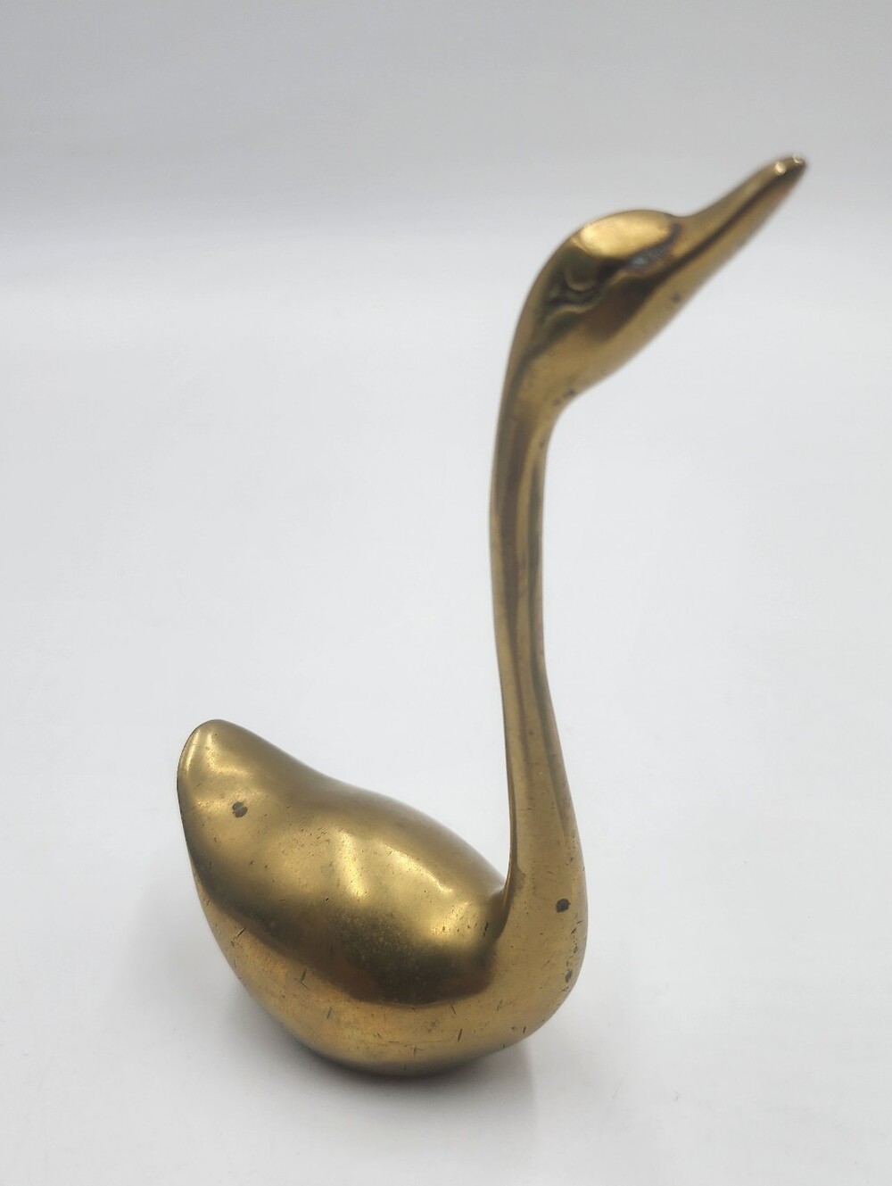 Vintage Solid Brass Swan Figurine   Goose Sculpture